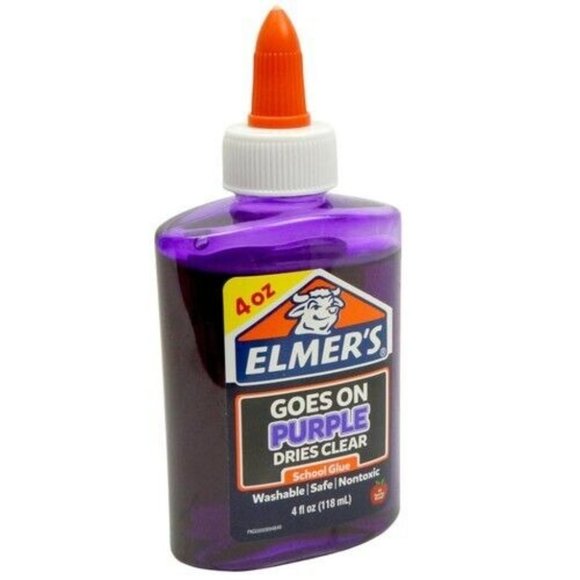 Elmers Washable Nontoxic Safe School Glue Goes on Purple Dries Clear 4oz Squeeze - Picture 6 of 7